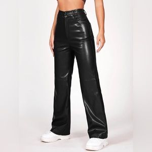 Straight Leg Petite Leather Pants